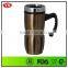 Eco-friendly Silver 14 oz double wall insulated stainless steel mug with handle