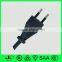 VDE approved black 2 pin electrical extension cord plug