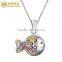 Fashion Jewelry Silver Fish Pendant With Colorful Gemstones