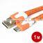 1m Colorful USB Noodle Micro USB Sync Data Charger Cable for Samsung Galaxy S2 S3 S4 nylon braided usb cable Orange