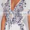 v neck latest printing summer playsuits women going out playsuits