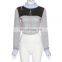 Hot Selling Women Sexy Crop Top Long Sleeves Contrast Stitching Fashion Slim T-shirt