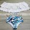 IN Stock 2019 new design Lycra Fabric for Swimwear Off Shoulder Ruffled Flounce Crop Bikini Swimsuit