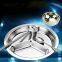 3 Compartments Round Plate Stainless Steel Food Containers Drop Resistant Tray for Kids