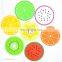 Hot selling Fruit Shape PVC Kitchen Accessories Cup Pad, Colorful Unique Slice Silicone Drink Cup Mat