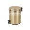 Hot sale household 3L 5L 12L round golden stainless steel pedal bin with soft close