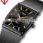 NIBOSI 2020 Mens Watches Top Brand Luxury Blue Square Quartz Watch Men Waterproof Golden Male Wristwatch Men Relogio Masculino