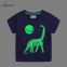 New design wholesale promotional children kids apparel fashion tops dinosaur luminous printing cotton boys t-shirts