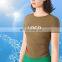 Ribbed Side Fold Short Sleeve T-shirts Women Fitness Gym Yoga Top Anti-UV Sunscreen Shirt Outdoor Running Training Wear Clothes