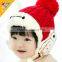 Warm Fleece Inside Embroideried Knitted Pompom Style Kids Children Winter Hat