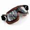 BJ-GT-009 Soft Padded Silver Lens Leather Goggles Motorcycle