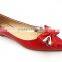 pointed toe women flat shoes with Butterfly Knot and golden button