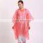 PE disposable waterproof eco-friendly long raincoat/rain wear with sleeve for promotion