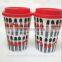BPA Free Double Wall plastic Coffee Cups with silicone sleeves and covers