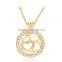 Cute Sweet Hollow Out Long Chain Necklace Heart Round Gold Plated Rhinestone Pendant Necklace for Women Jewelry Gifts