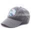 Washed denim unstructured baseball hat , dad hat with custom design