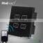 4 Gang Remote Curtain Switch Wallpad Black Glass 4 Gang 2 Way Remote Touch Double Curtain Window Shutter Blinder Wall Switches