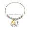 Fashion simple design alloy alphabet adjustable wire bangle