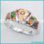 Hot Selling Rhodium Plated 925 Sterling Silver Pave Zircon Wpmen Opal Ring