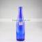 Cobalt blue color glass wine bottle with printing vodka bottle custom glass bottle