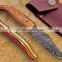 A HANDMADE ENGRAVED PURE COPPER HANDLE, DAMASCUS STEEL FOLDING KNIFE