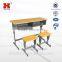 Cheap school furniture double school desk and chair