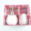White ceramic bathroom accessories set 2 / lotion dispenser & tumbler with color gift box