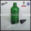 Shanghai Best manufacturer oil glass bottle 10ml 15ml 30ml 50ml green oil glass bottle with white dropper
