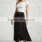 Woman Fashion Plain Color Elastic Back Waist Button Down Long Shirt Skirt