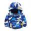 Boys Bright Blue Colour Hooded Anorak With Slant Zipper Childrens Winter Windproof Jacket