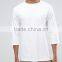 2016 High Quality Custom Three Quarter Sheeve O-Neck White Mens 100% Cotton Breathable Oversized Casual Plain T-Shirt
