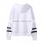 2017 hot sell 100% cotton women's fashion hoodies drawstring hood wholesale women plain hoodies with arm strip