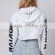 ladies 100% cotton long sleeve cropped sweatshirts new crop top pullover hoodie hooded custom printed wholesale