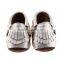100% cow leather baby summer fringed moccs