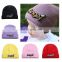 Solid color wild letter patch baby wool knitted hat autumn and winter warm care ear baby hat