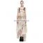 Steampunk elastic mesh assymetrical long gown evening dress Q-291
