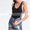 MIKA72029 Summer Black Contrast Binding Side Striped Tank Bodysuit For Women