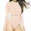 2020 new arrival ladies crewneck long sleeve purple plain shirt bodysuit leotard for women