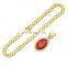 New Arrival Hiphop Rapper Tennis Chain With Green Ruby Stone Pendant Necklace For Women and Men