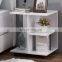 Modern Walnut Wood Nightstand End Side Table with Rolling Wheels, Bedside Table with Open Shelf, Night Stand Storage Shelf