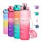 32oz Motivational Leakproof Fast Flow Trendy Water Bottle with Time Marker & Removable Strainer