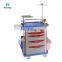 2022 New Design Hospital ABS Plastic Multifunction Clinic Medicine Crash Cart First Aid Five Drawers Emergency Trolley for ICU