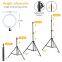 10inch RGB LED Ring Light with 200cm Tripod Stand Flexible Phone Holder for Live Streaming Makeup Camera Selfie