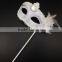Party ladies fashion sexy white Princess Masquerade Masks With Stick venetian mask party supplies