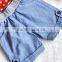 Wholesale Baby Children Clothing Fashion Style Baby Girl Red Chiffon Top With Denim elastic shorts