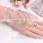 Handmade Shiny High End Crystal Finger Link Chain Ring Bracelet Jewelry