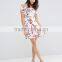 Floral Printed Ruffle Offer Shoulder Petite Skater Ladies Western Dress Designs