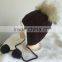 New Product Cute Fashion Knit Kids Hats Fur Pom Pom Crochet Baby Hats
