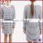 2015 long sleeve round neck woman Dress in Stripe