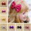New hair accesory 11cm sequin fabric bowknot,handmade glitter slender hair bows, decorative clips bows